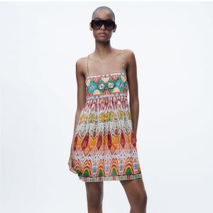 NWT ZARA SHORT EMBROIDERED DRESS